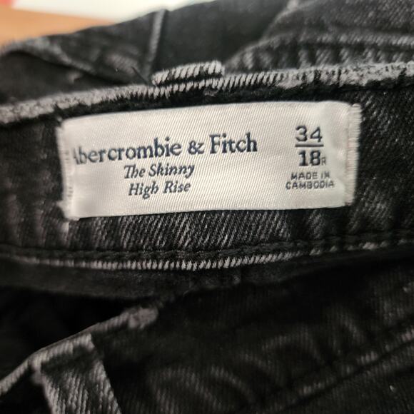 Abercrombie & Fitch The Skinny High Rise Jeans 18/34R Plus Size Black Denim - Picture 7 of 7